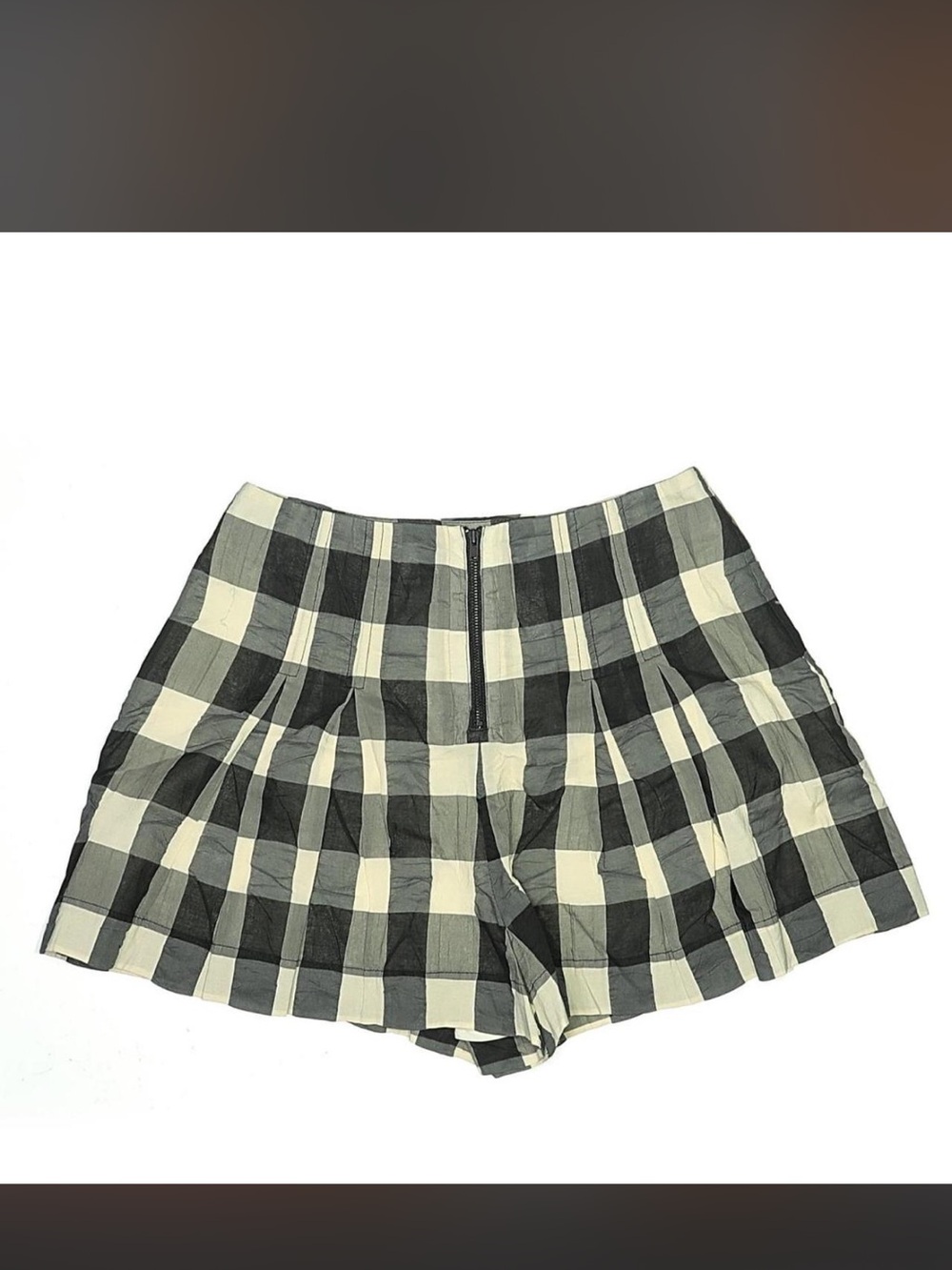 Anthropologie Tularosa Black & White Plaid Ruffle Shorts SzS - Picture 2 of 5